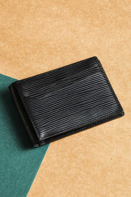 Lazer Desenli Deri Siyah Erkek Kartvizit - 1