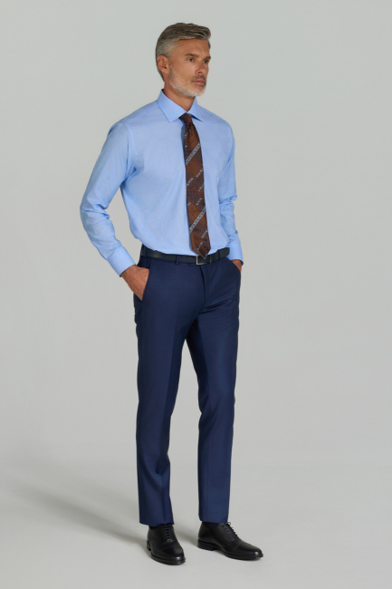 Mavi Regular Fit İtalyan Yaka Cepsiz Erkek Gömlek   - 3