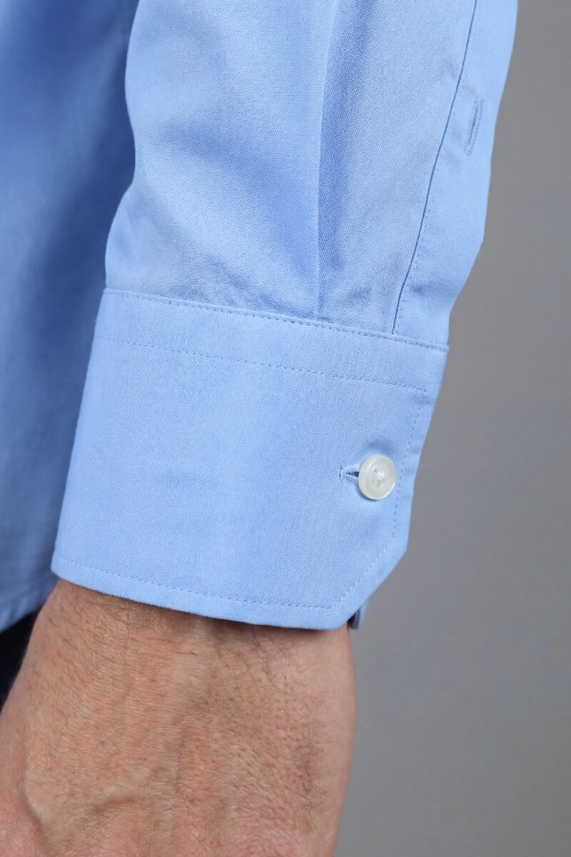 Mavi Uzun Kol Klasik Yaka Cepsiz Erkek Gömlek   - 5