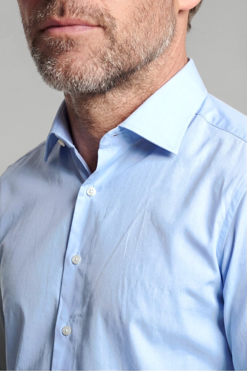Mavi Uzun Kollu Basic Tek Cep Erkek Gömlek   - 3