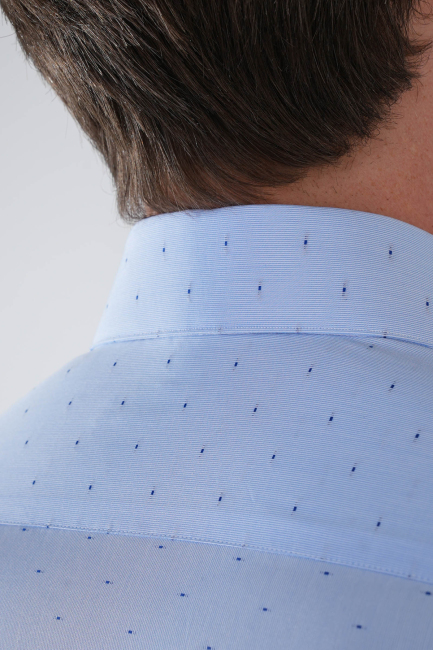 Mavi Uzun Kollu Pamuk Basic Erkek Cepsiz Gömlek   - 4