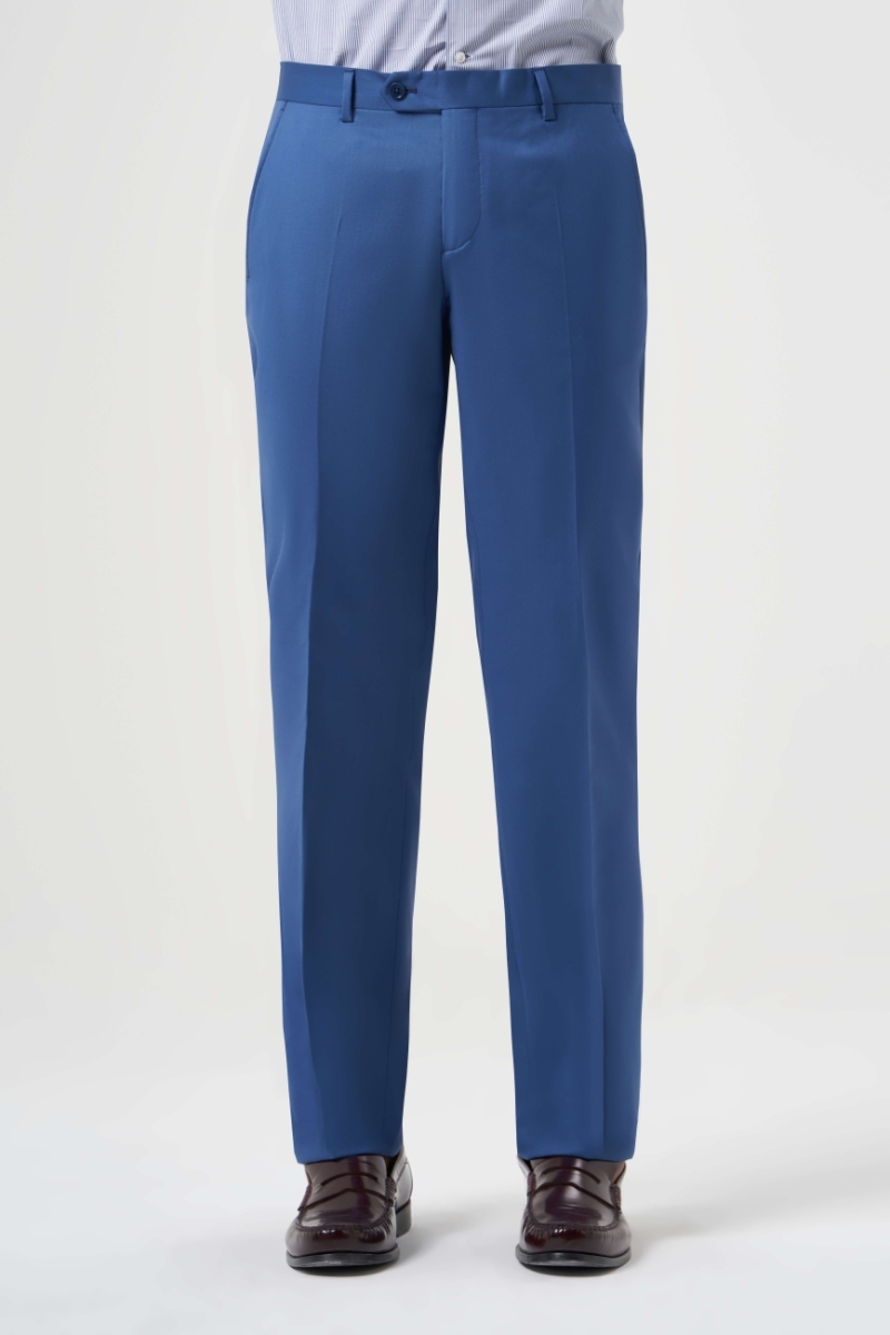 Mavi Yün Dokuma Klasik Erkek Pantolon - 1