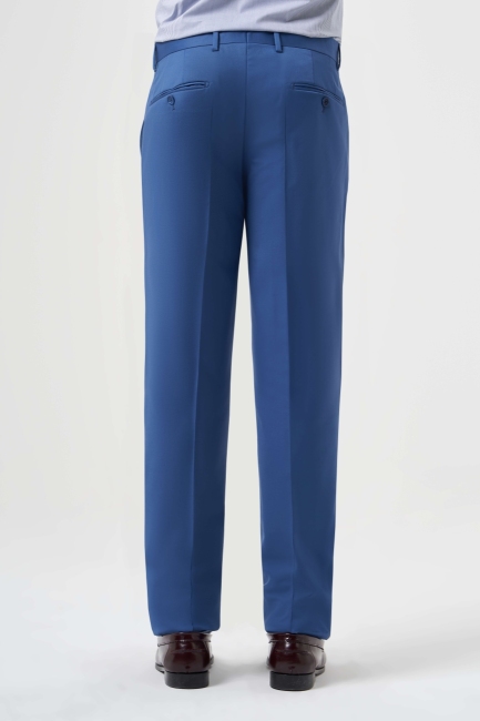 Mavi Yün Dokuma Klasik Erkek Pantolon (1)