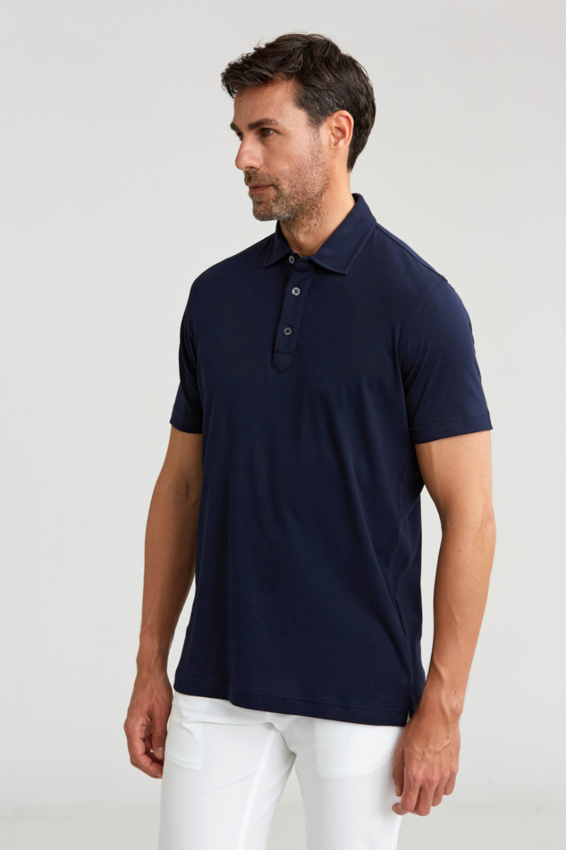 Merserize Pike Polo Yaka Lacivert Pamuk T-Shirt - 4