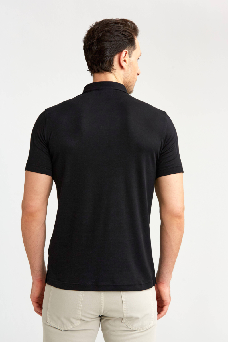 Merserize Pike Polo Yaka Siyah Erkek T-Shirt (1)