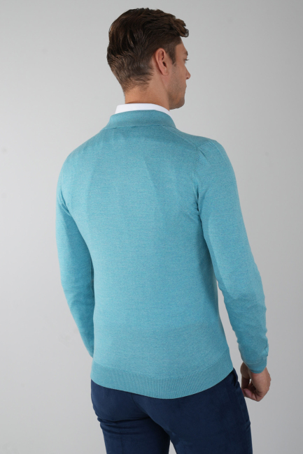 Mint Düğmeli Polo Yaka Erkek Yün Triko (1)