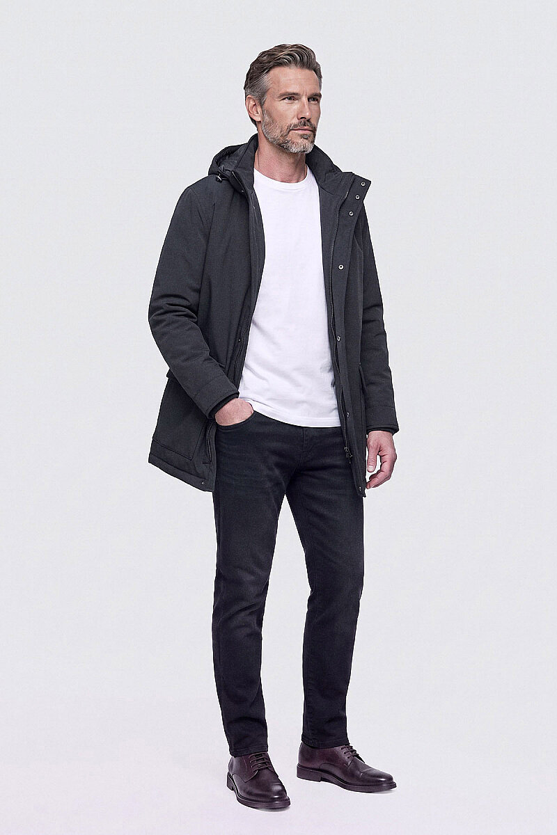 Siyah Casual Kapüşonlu Mont - 5