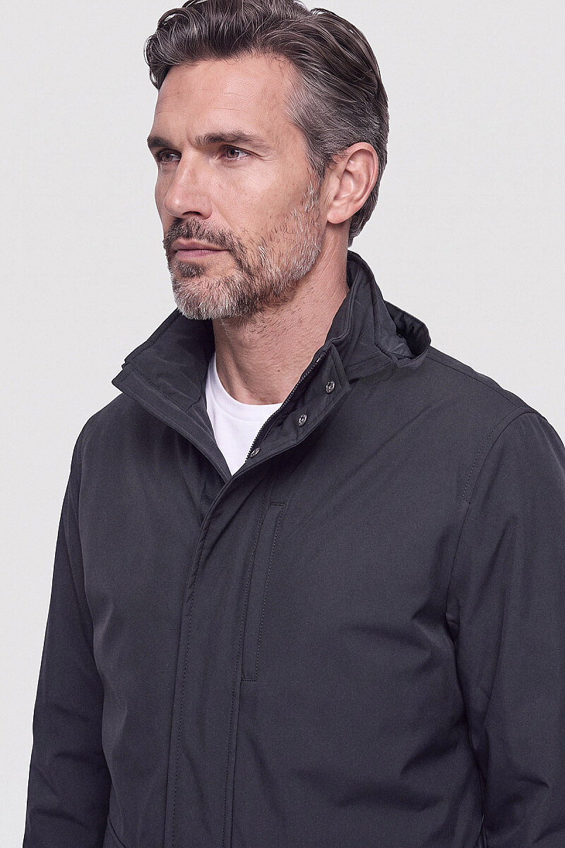 Siyah Casual Kapüşonlu Mont - 3