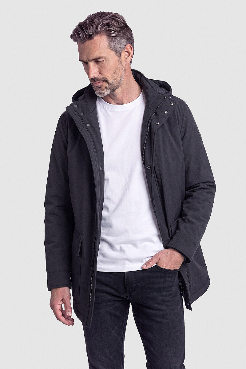 Siyah Casual Kapüşonlu Mont - 4