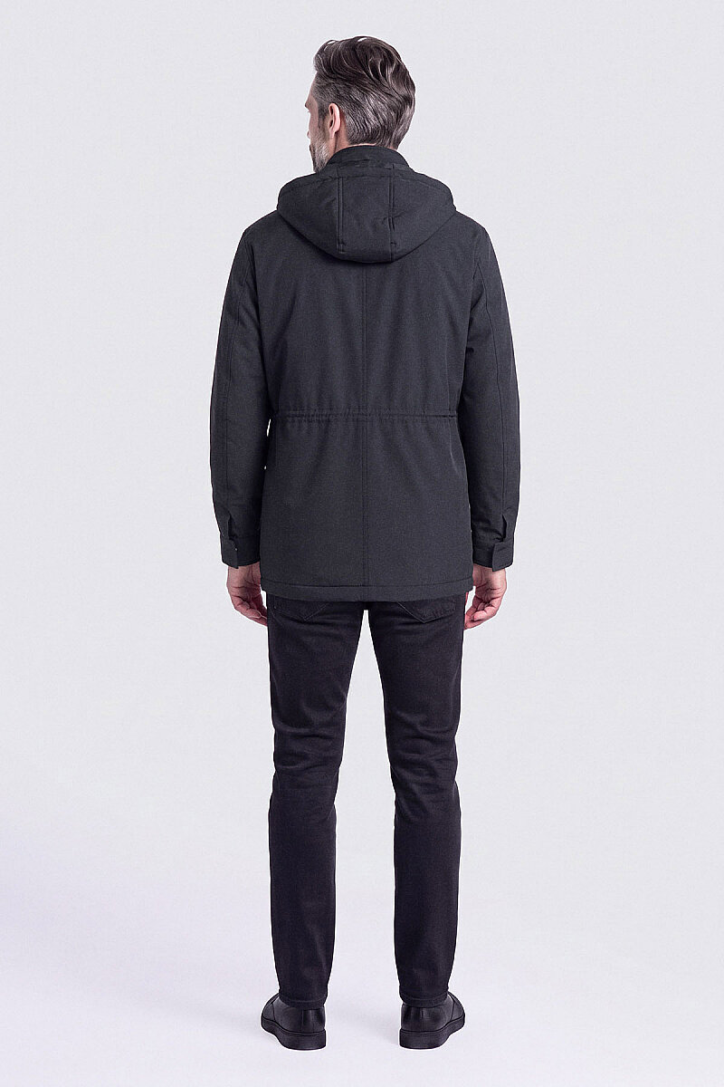 Siyah Casual Kapüşonlu Mont - 2