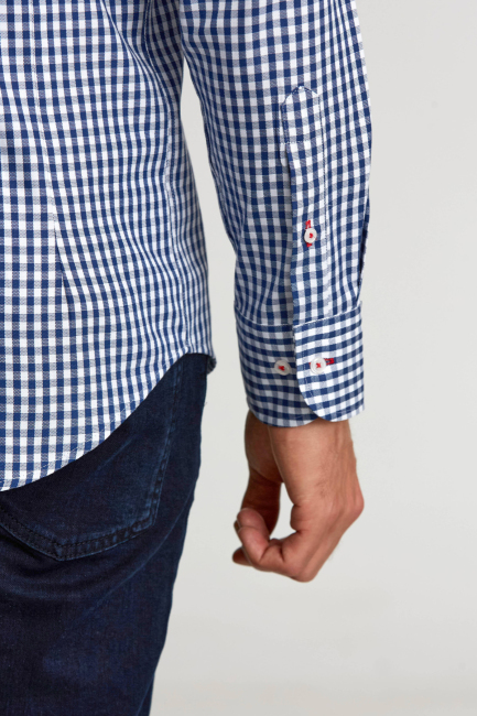 Modern Fit Gizli Düğme Yakalı Lacivert Spor Erkek Gömlek - 3