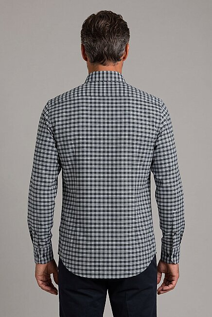 Yeşil Modern Fit Pamuk Düğmeli İtalyan Yaka Ekose Kış Grubulık Gömlek (1)