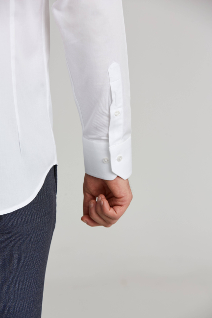 Modern Fit İtalyan Yarım Yaka Beyaz Klasik Erkek Gömlek - 3