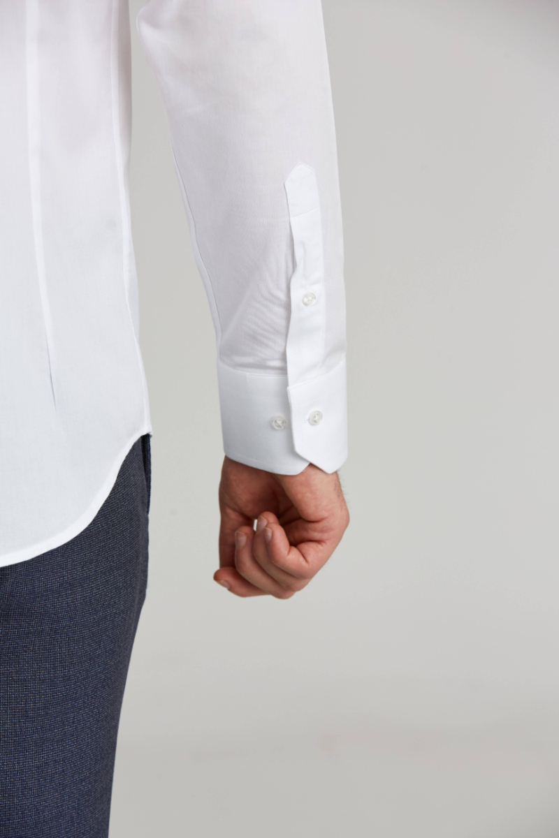 Modern Fit İtalyan Yarım Yaka Beyaz Klasik Erkek Gömlek - 3