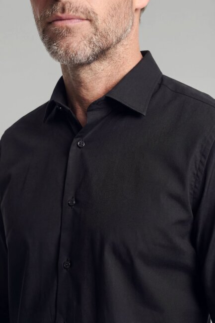 Modern Fit Klasik Yaka Siyah Cepsiz Erkek Gömlek - 3