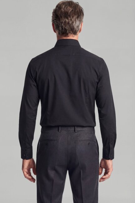 Modern Fit Klasik Yaka Siyah Cepsiz Erkek Gömlek (1)
