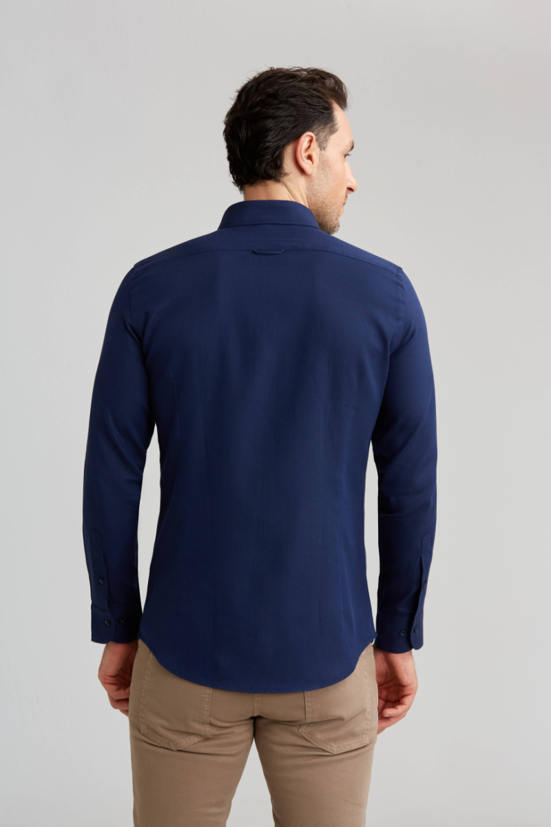 Modern Fit Navy Blue Men's Shirt - 2