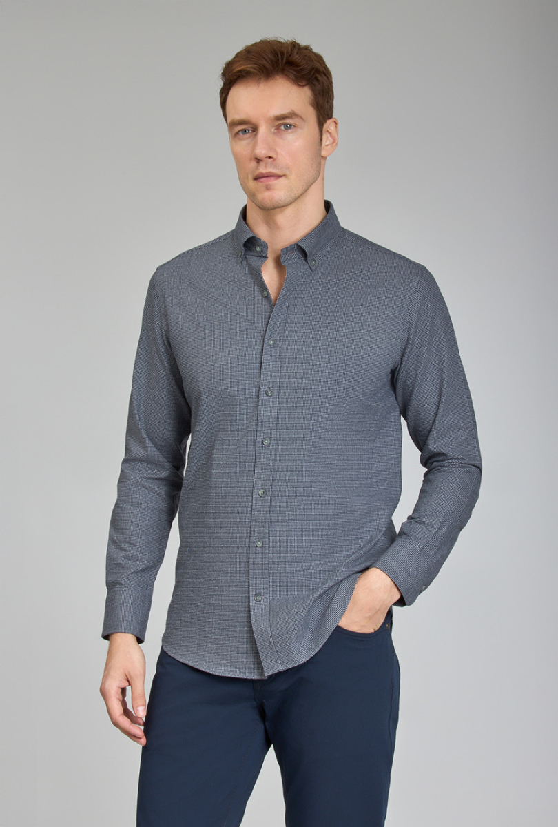 Modern Fit Paşa Yaka Antrasit Spor Erkek Gömlek - 3