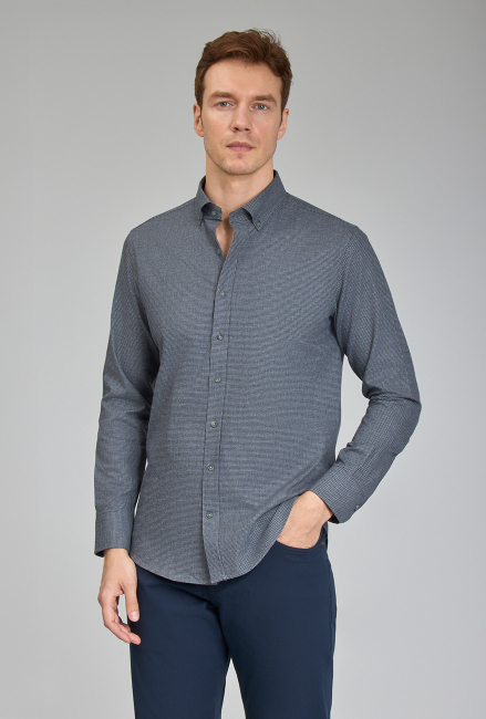 Modern Fit Paşa Yaka Antrasit Spor Erkek Gömlek - 4