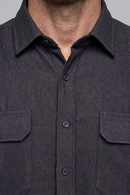Modern Fit Paşa Yaka Çift Cepli Flanel Kahve Erkek Gömlek - 3