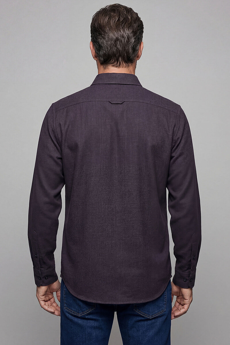 Modern Fit Paşa Yaka Çift Cepli Flanel Kahve Erkek Gömlek - 2