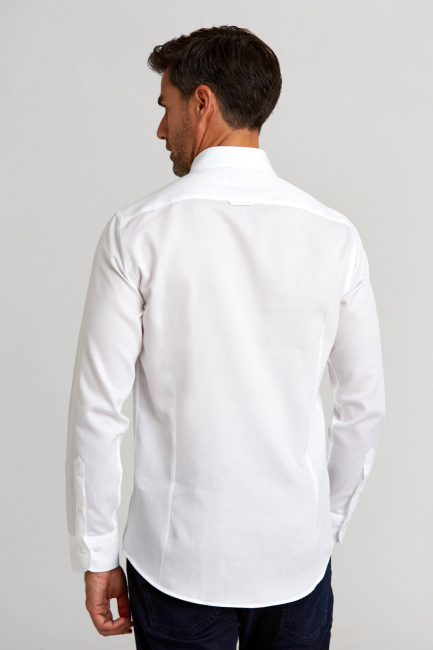 Modern Fit Pasha Collar White Sport Men's Shirt (1)