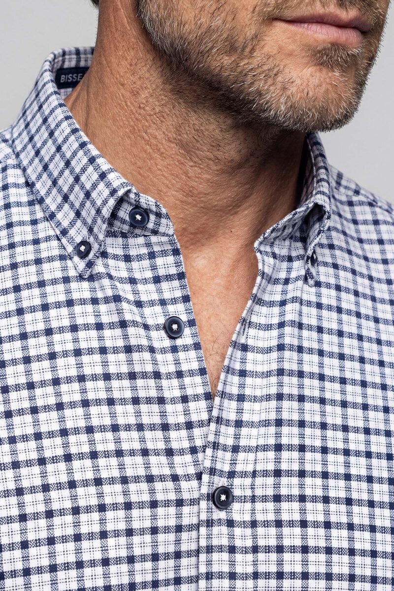 Modern Fit Paşa Yaka Ekose Kışlık Pamuk Siyah Erkek Gömlek - 3