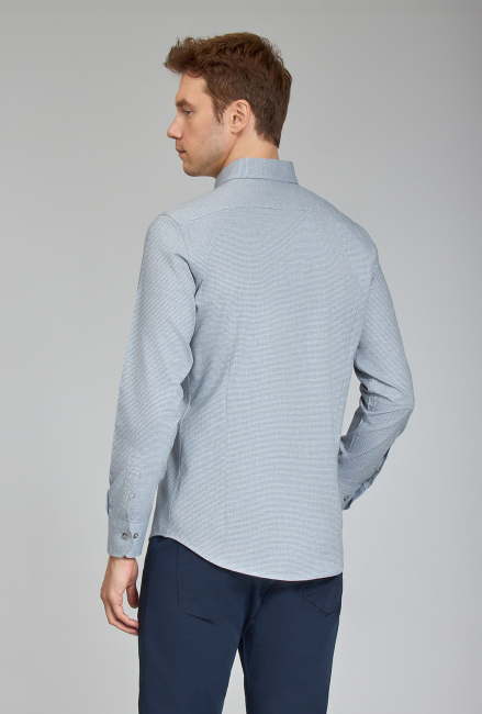 Modern Fit Paşa Yaka Gri Spor Erkek Gömlek - 4