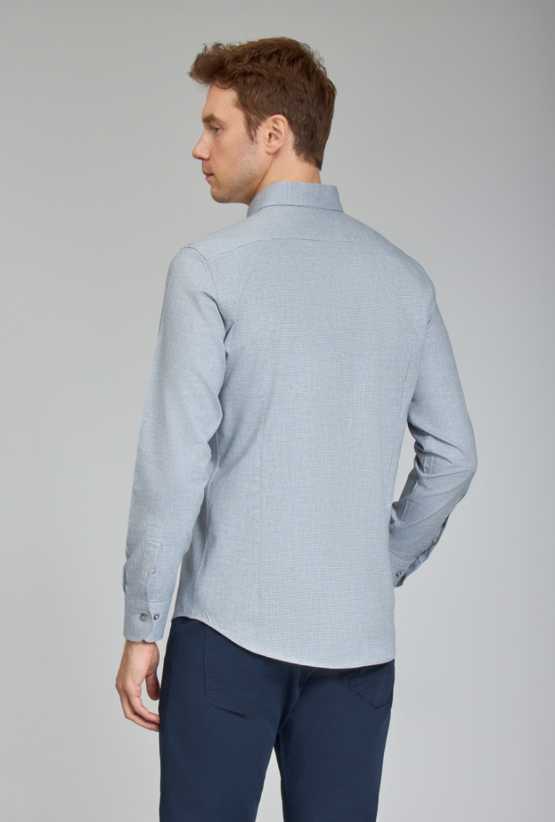 Modern Fit Paşa Yaka Gri Spor Erkek Gömlek - 4