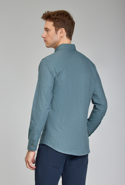 Modern Fit Paşa Yaka Yeşil Spor Erkek Gömlek - 4