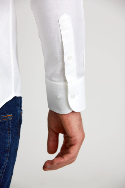 Modern Fit Yarım İtalyan Yaka Beyaz Klasik Erkek Gömlek - 3