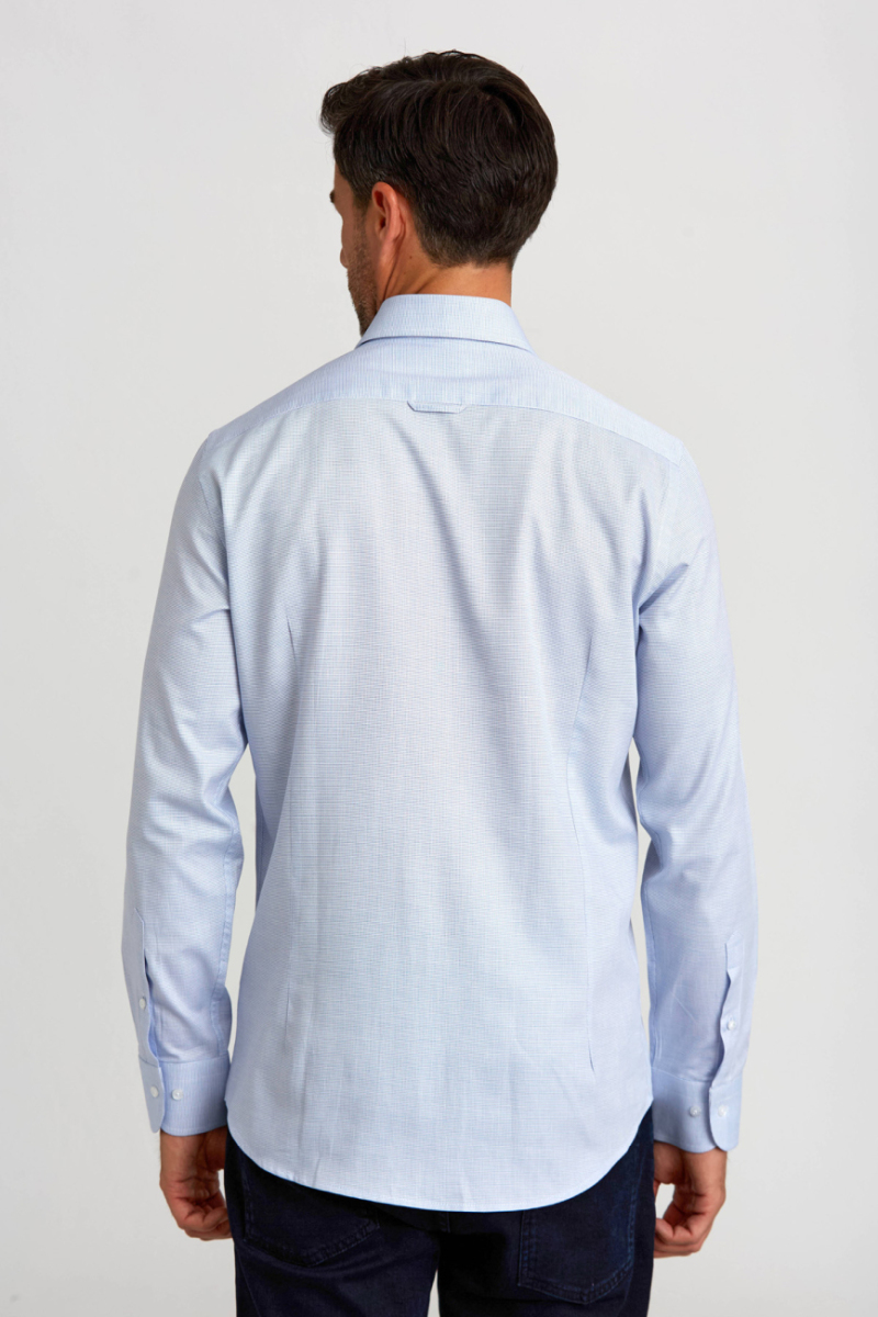 Modern Fit Yarım İtalyan Yaka Lacivert Klasik Erkek Gömlek - 2