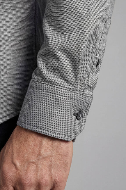 Modern Fit Yarım İtalyan Yaka Pamuk Antrasit Erkek Gömlek - 4