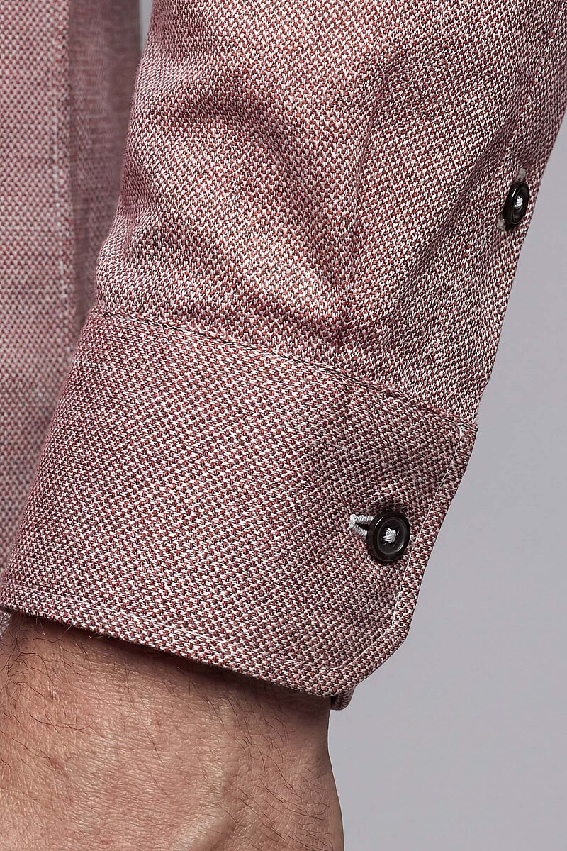 Modern Fit Yarım İtalyan Yaka Pamuk Kiremit Erkek Gömlek - 3