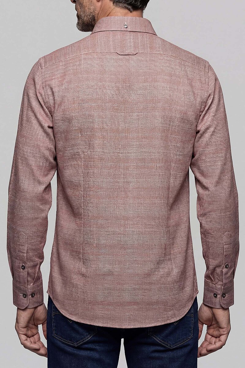 Modern Fit Yarım İtalyan Yaka Pamuk Kiremit Erkek Gömlek - 2