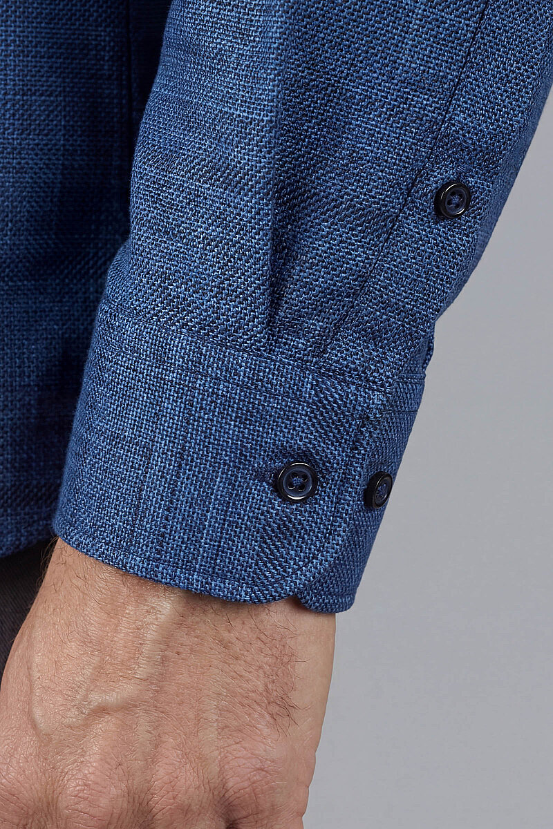 Modern Fit Yarım İtalyan Yaka Pamuk Lacivert Erkek Gömlek - 3