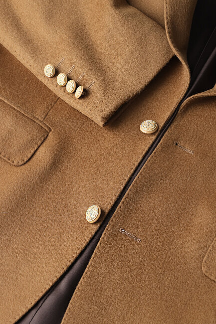 Camel Süet Dokulu Düğmeli Blazer Ceket (2)