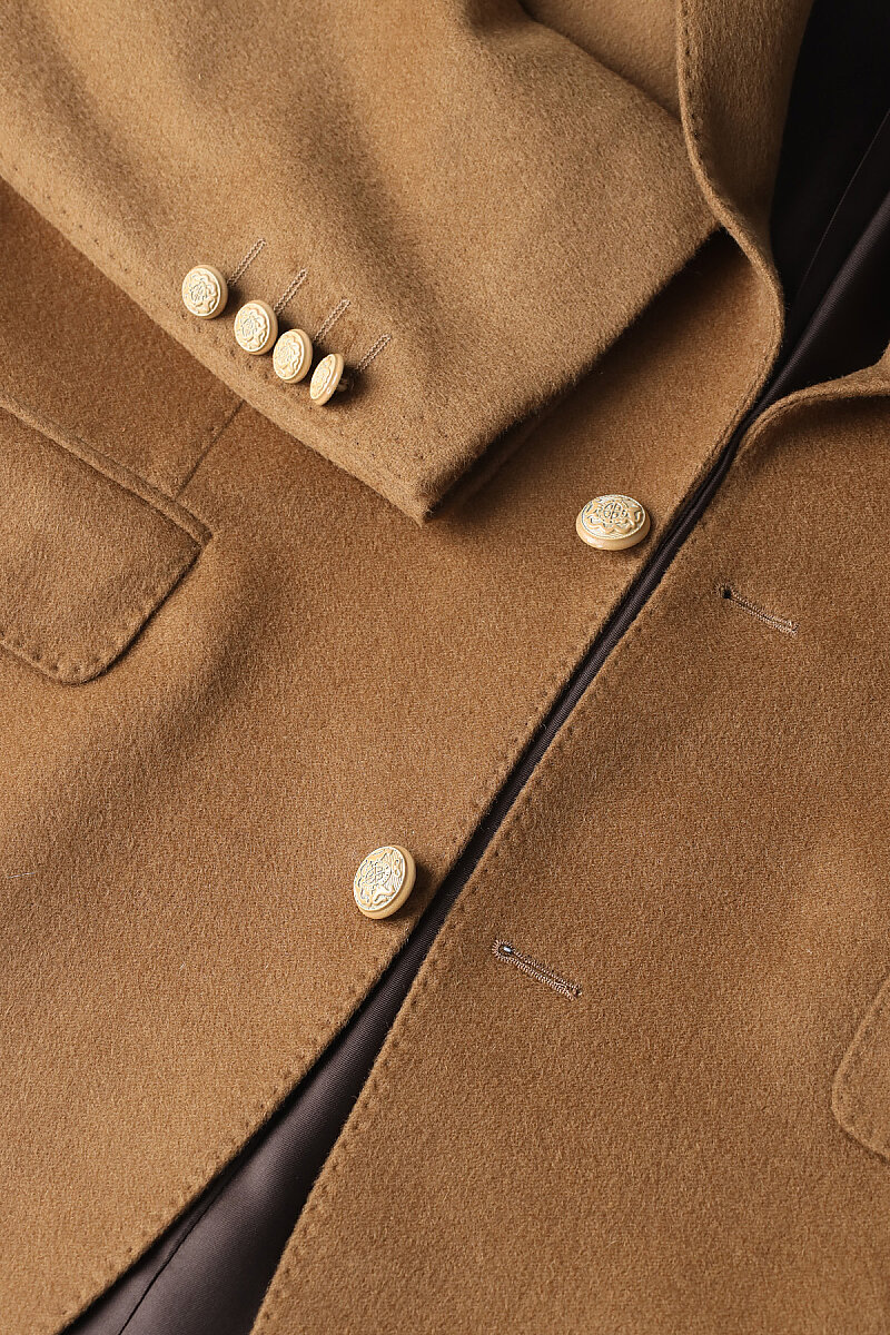 Camel Süet Dokulu Düğmeli Blazer Ceket - 3