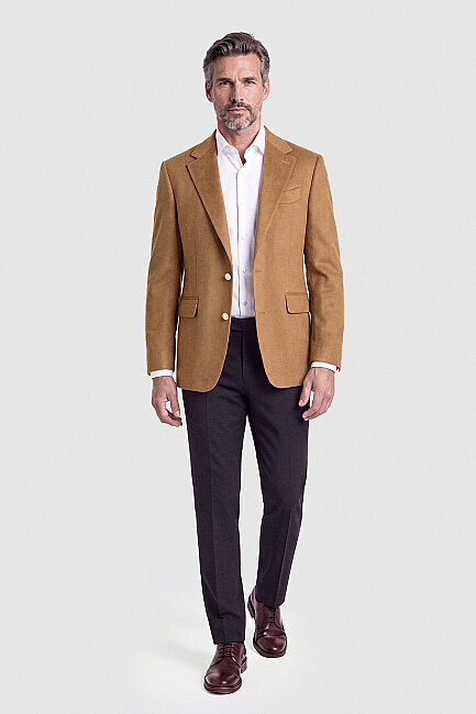 Camel Süet Dokulu Düğmeli Blazer Ceket (4)