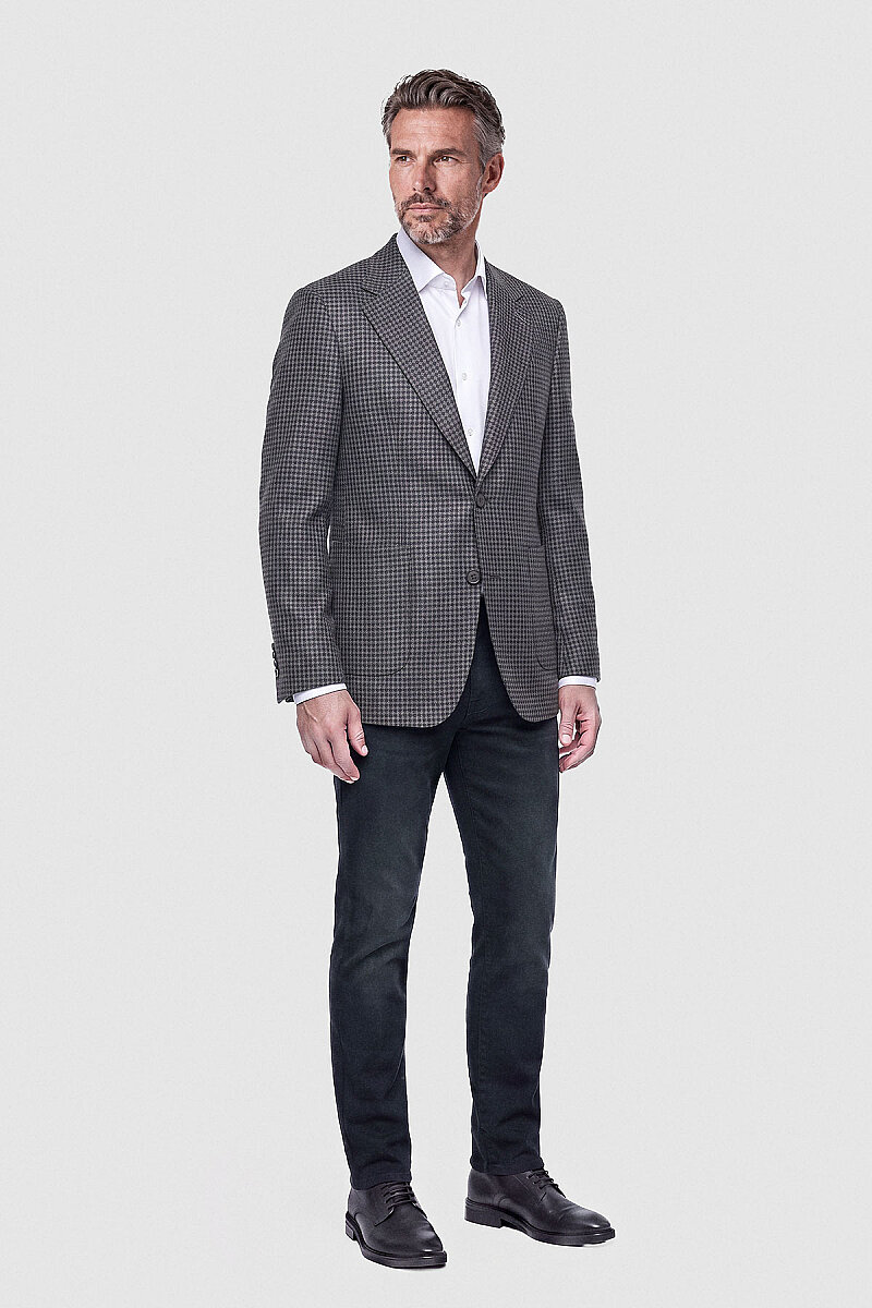 Kahve Mikro Kazayağı Desenli Klasik Yaka Blazer Ceket - 5