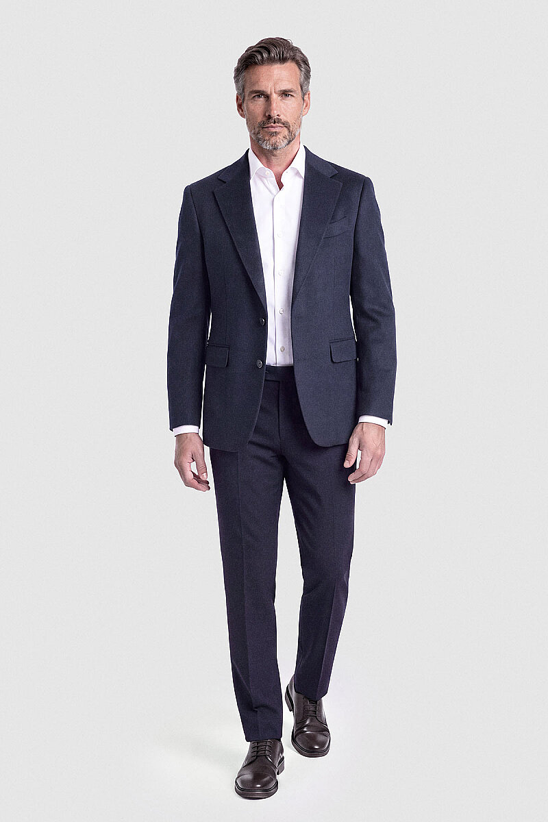 Koyu Lacivert Süet Dokulu Düğmeli Blazer Ceket