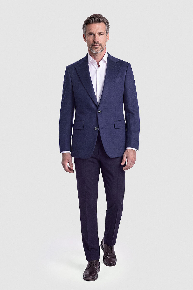 Lacivert Süet Dokulu Düğmeli Blazer Ceket - 5