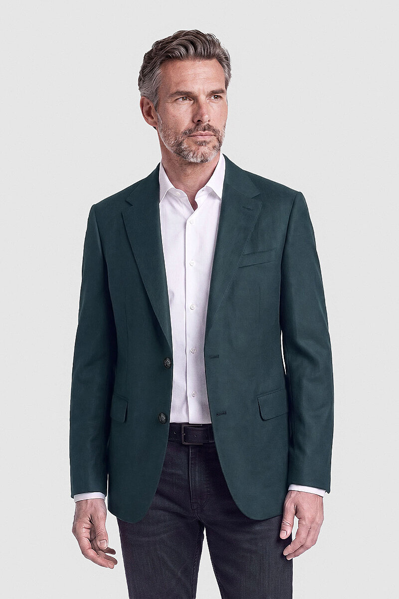 Yeşil Süet Dokulu Düğmeli Blazer Ceket - 1