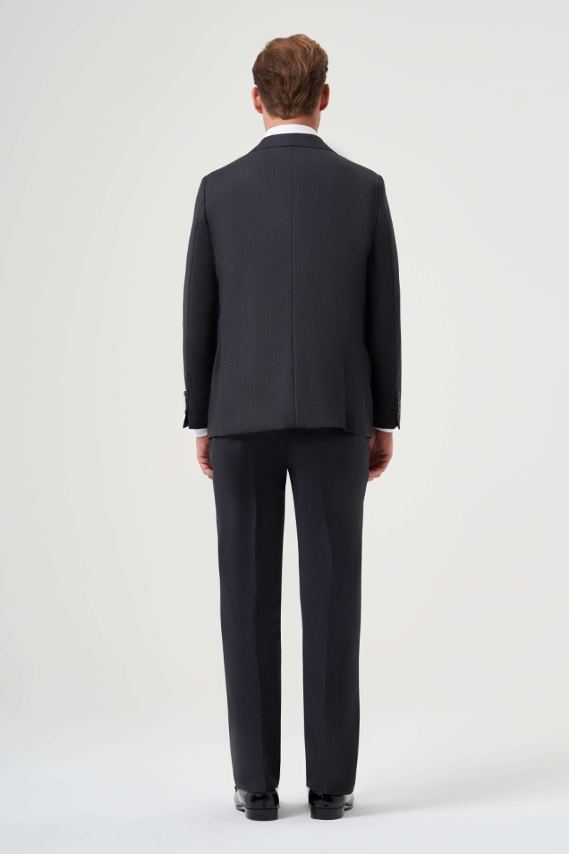 Mono Yaka Drop 4 Antrasit Yün Erkek Takım Elbise - 2