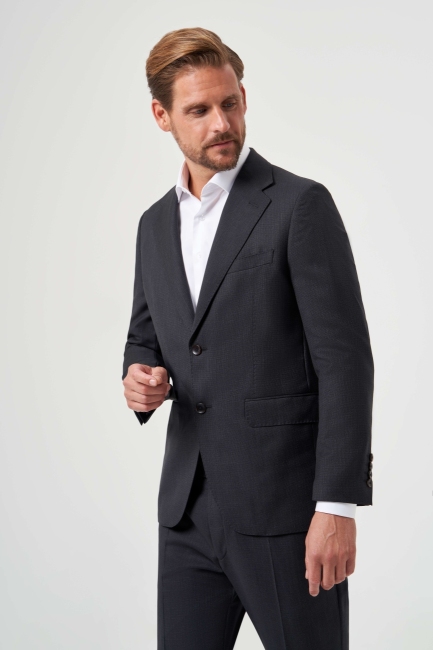 Mono Yaka Drop 4 Antrasit Yün Erkek Takım Elbise - 5