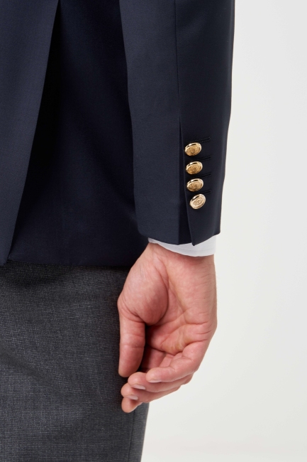 Mono Yaka Drop 4 Lacivert Blazer Erkek Yün Ceket - 4