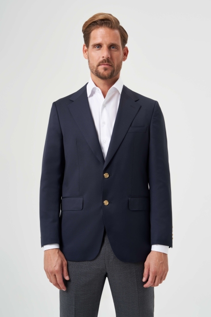 Mono Yaka Drop 4 Lacivert Blazer Erkek Yün Ceket - 6