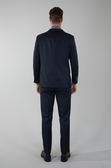 Mono Yaka Drop 4 Lacivert Erkek Yün Takım Elbise (1)