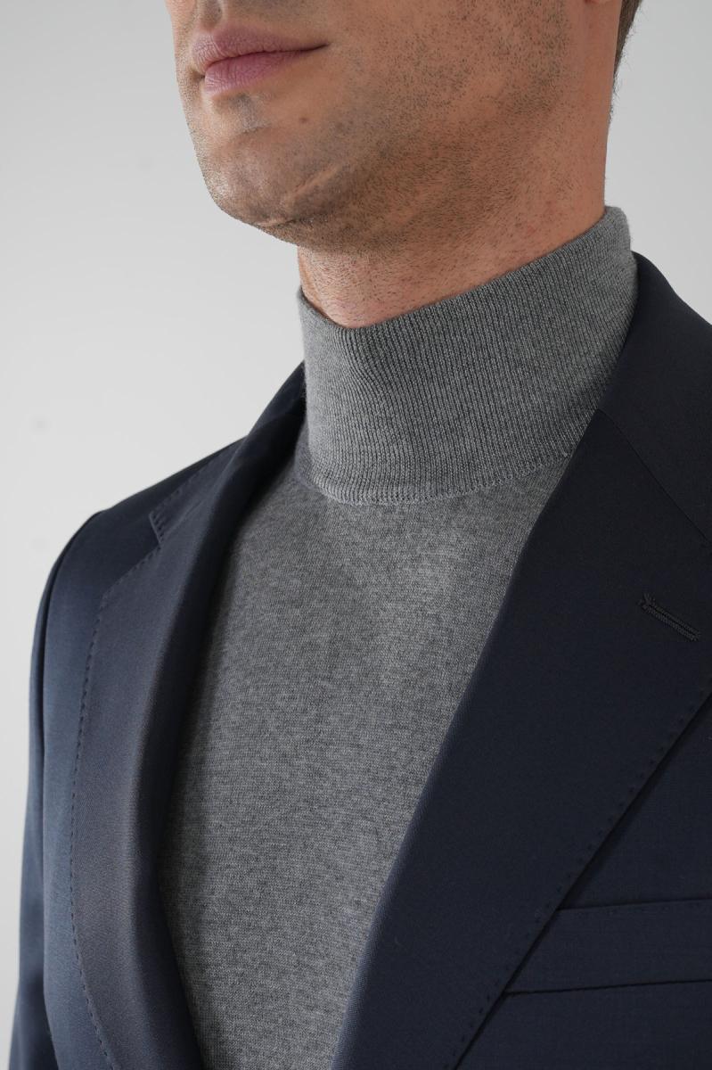 Mono Yaka Drop 4 Lacivert Erkek Yün Takım Elbise - 4