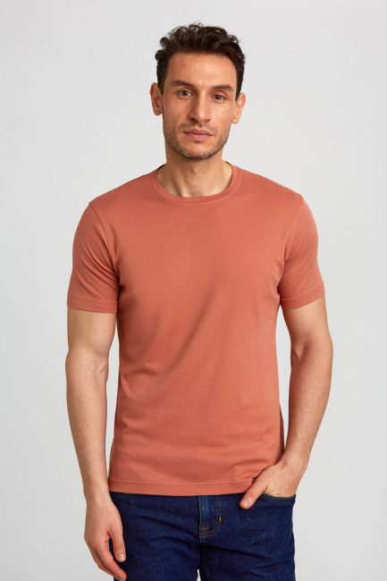 Erkek O Yaka T-Shirt Yeşil Kıremıt - 1